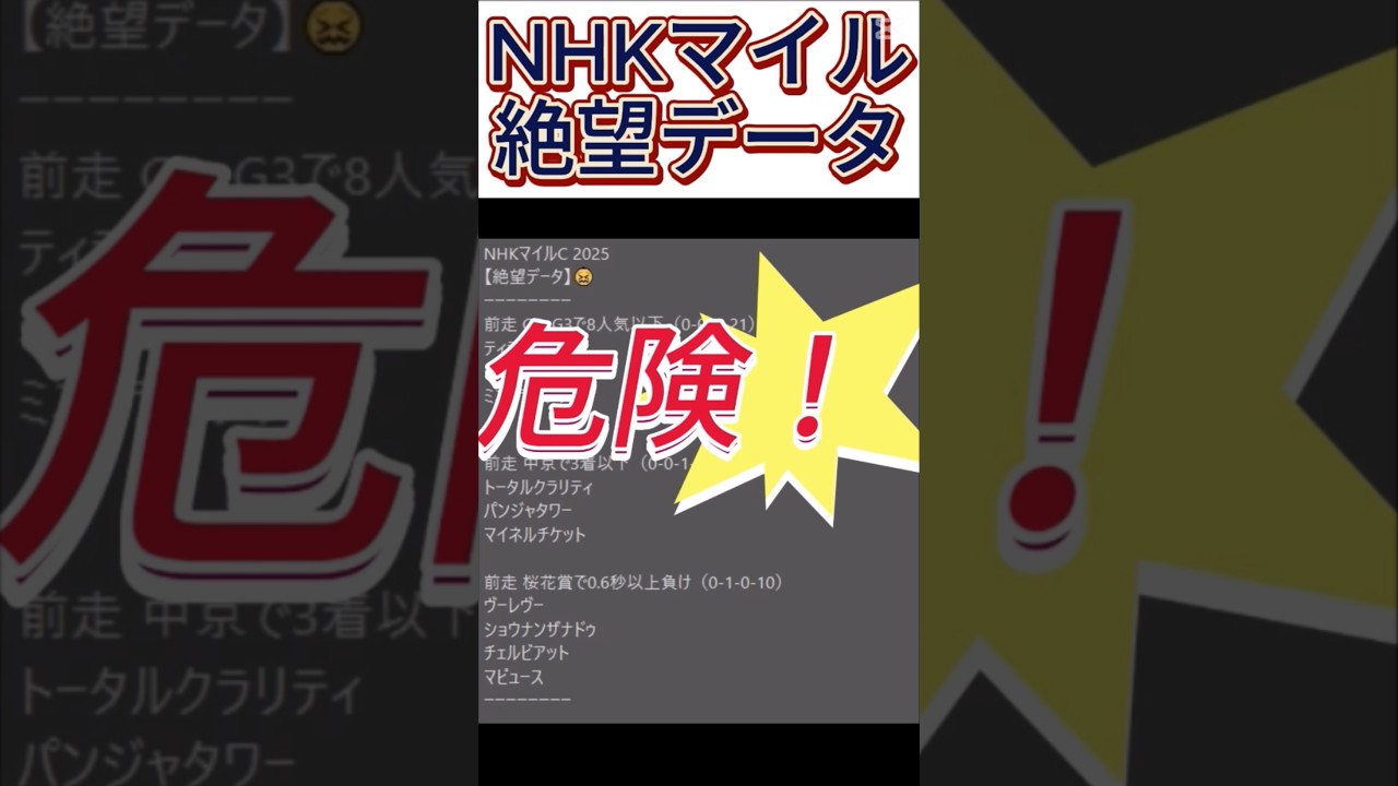 【NHKマイルカップ】 2025　これは危険！【絶望データ】 001 #競馬予想 #shorts #NHKマイルカップ