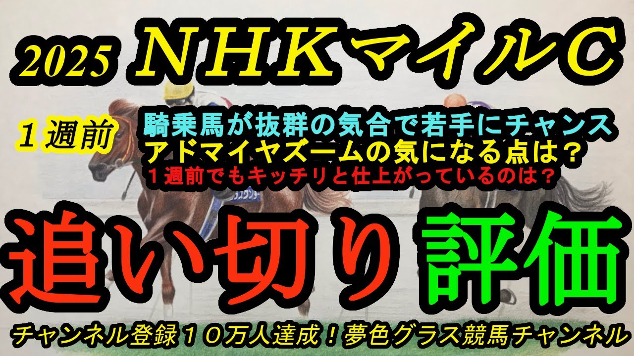 【1週前追い切り評価】2025NHKマイルカップ！抜群の気合を見せた馬で若手にチャンス！？アドマイヤズームの気になる点は？