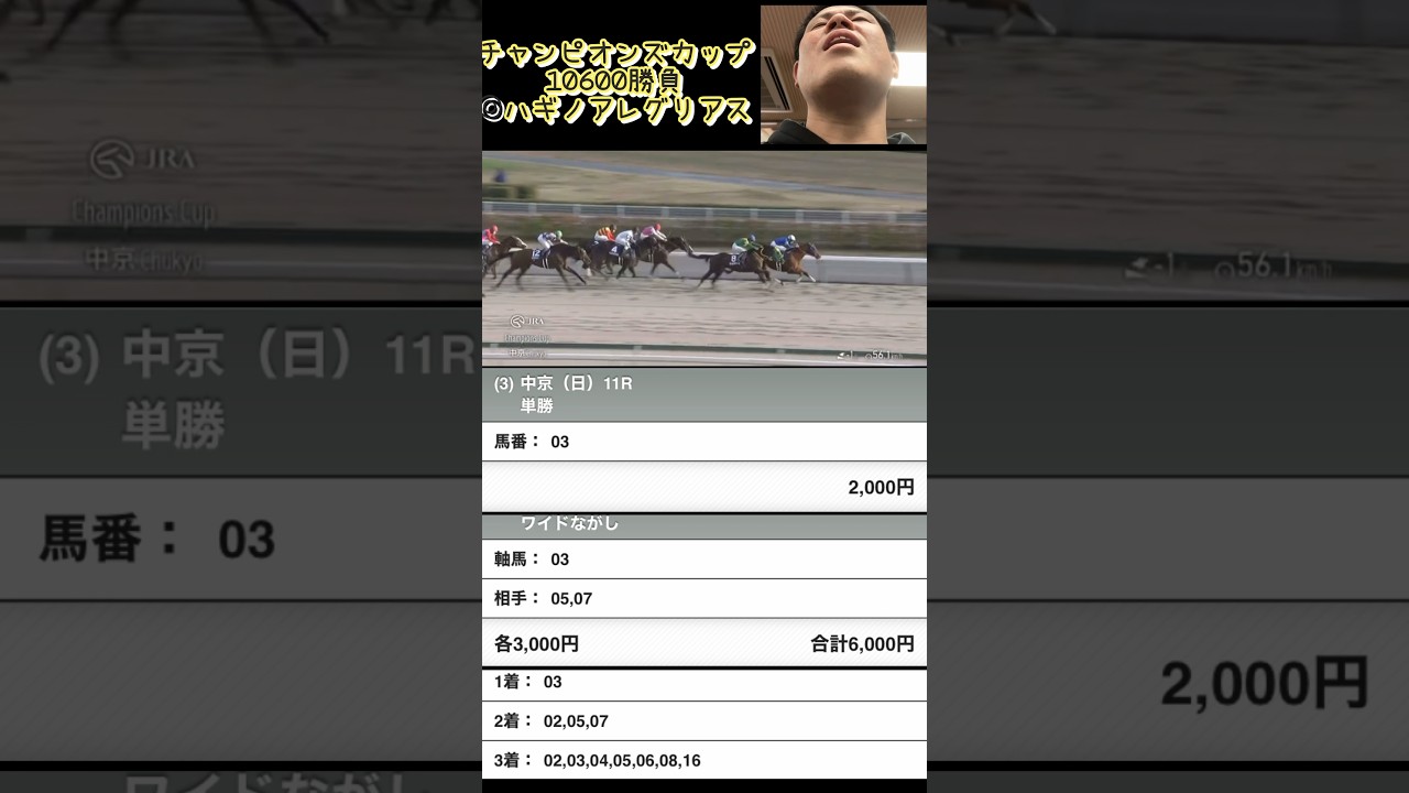 チャンピオンズカップ！本命馬から１０６００円馬券勝負してきた！ #馬券生活 #競馬 #チャンピオンズカップ