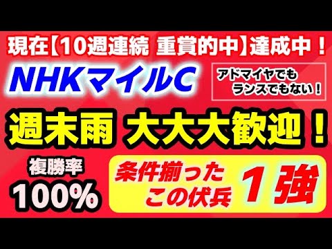 NHKマイルカップ 2025【週末の雨 大歓迎の条件揃った伏兵で１強】現在10週連続 重賞的中 達成中！
