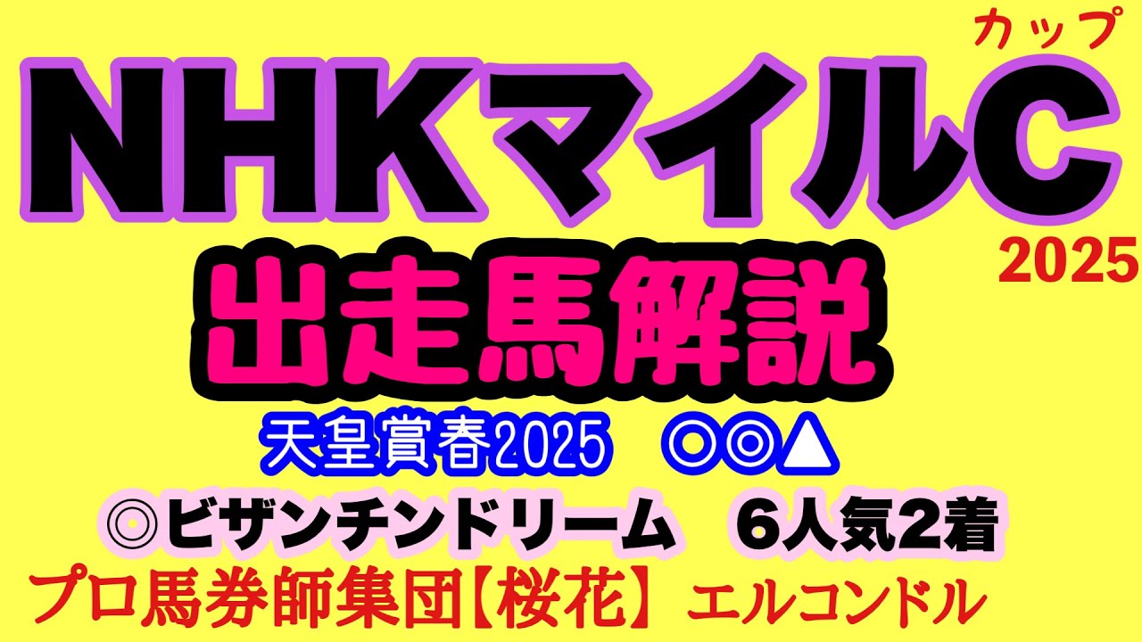 エルコンドル氏のNHKマイルカップ2025出走馬解説！！G1馬アドマイヤズーム出走も今年は牝馬も例年に比べ出走多く大混戦？！人気決着とはいかない！