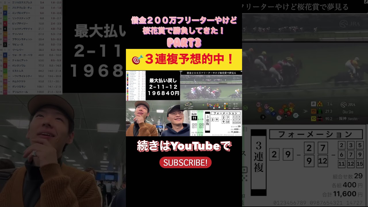 借金２００万フリーターやけど桜花賞で勝負してきた！！！ #競馬 #桜花賞 #エンブロイダリー  #天皇賞春 #へデントール #nhkマイルカップ #アドマイヤズーム #イミグラントソング