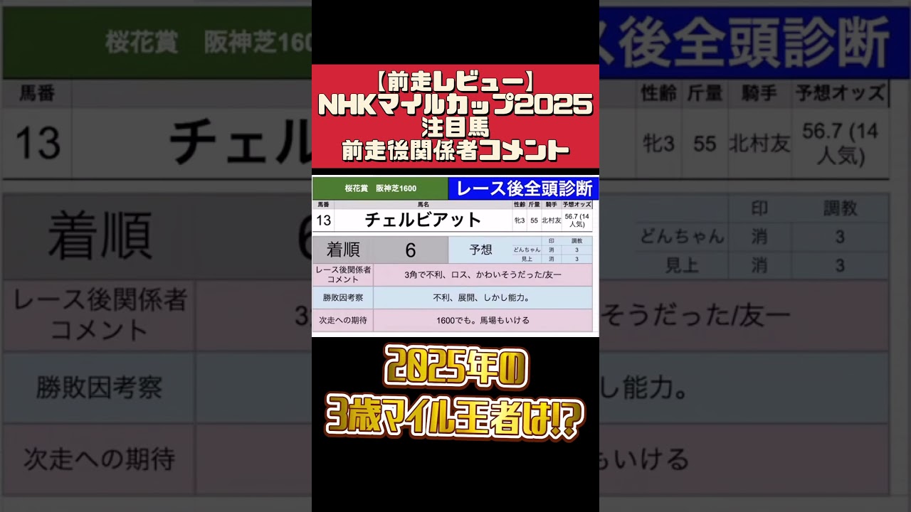 #前走レビュー　#チェルビアット　#nhkマイルカップ2025