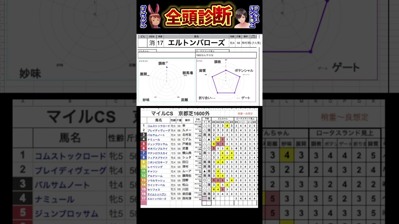 #エルトンバローズ　#マイルチャンピオンシップ2024 #競馬予想ハイライト #全頭診断