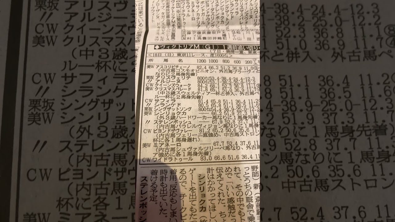 競馬　ヴィクトリアM ￼ 一週前追い切り