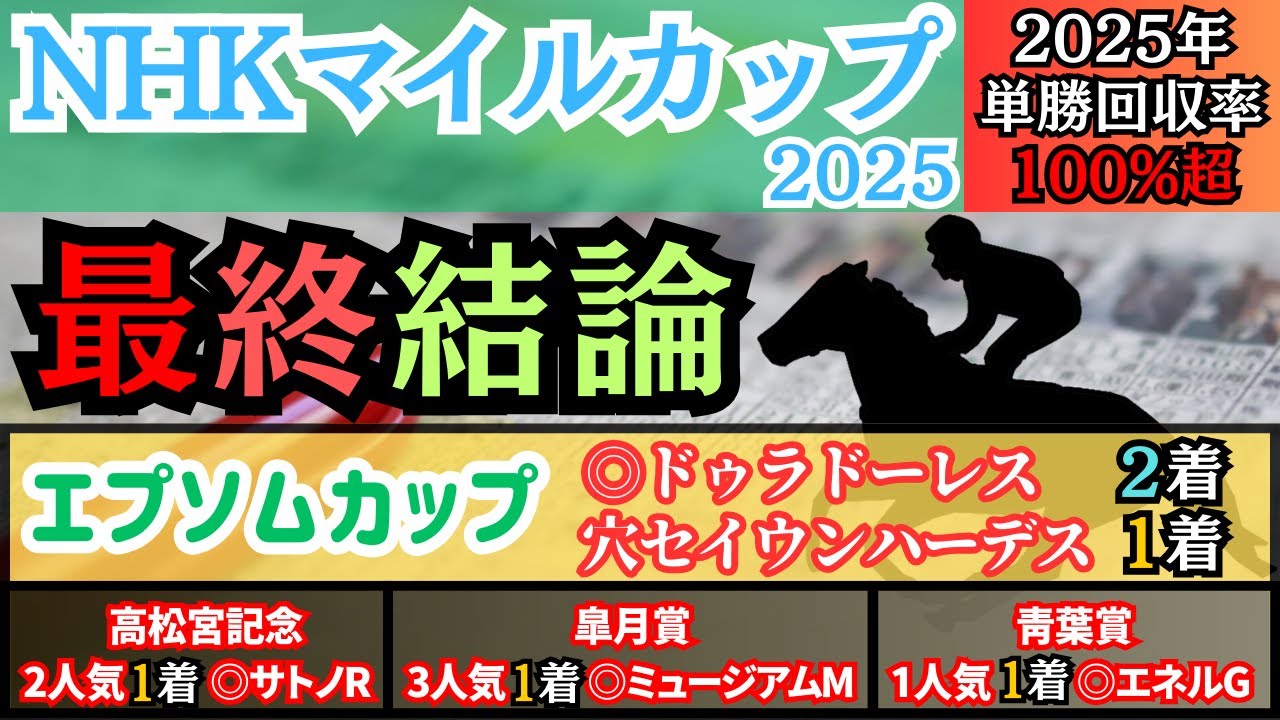 【NHKマイルカップ2025】土曜のエプソムCは◎穴のワンツー決着！能力的に引けを取らないアノ穴馬に本命を打って勝負！【最終結論】