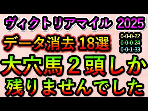 ヴィクトリアマイル2025 【消去データ18選】 大穴馬2頭しか残りませんでした