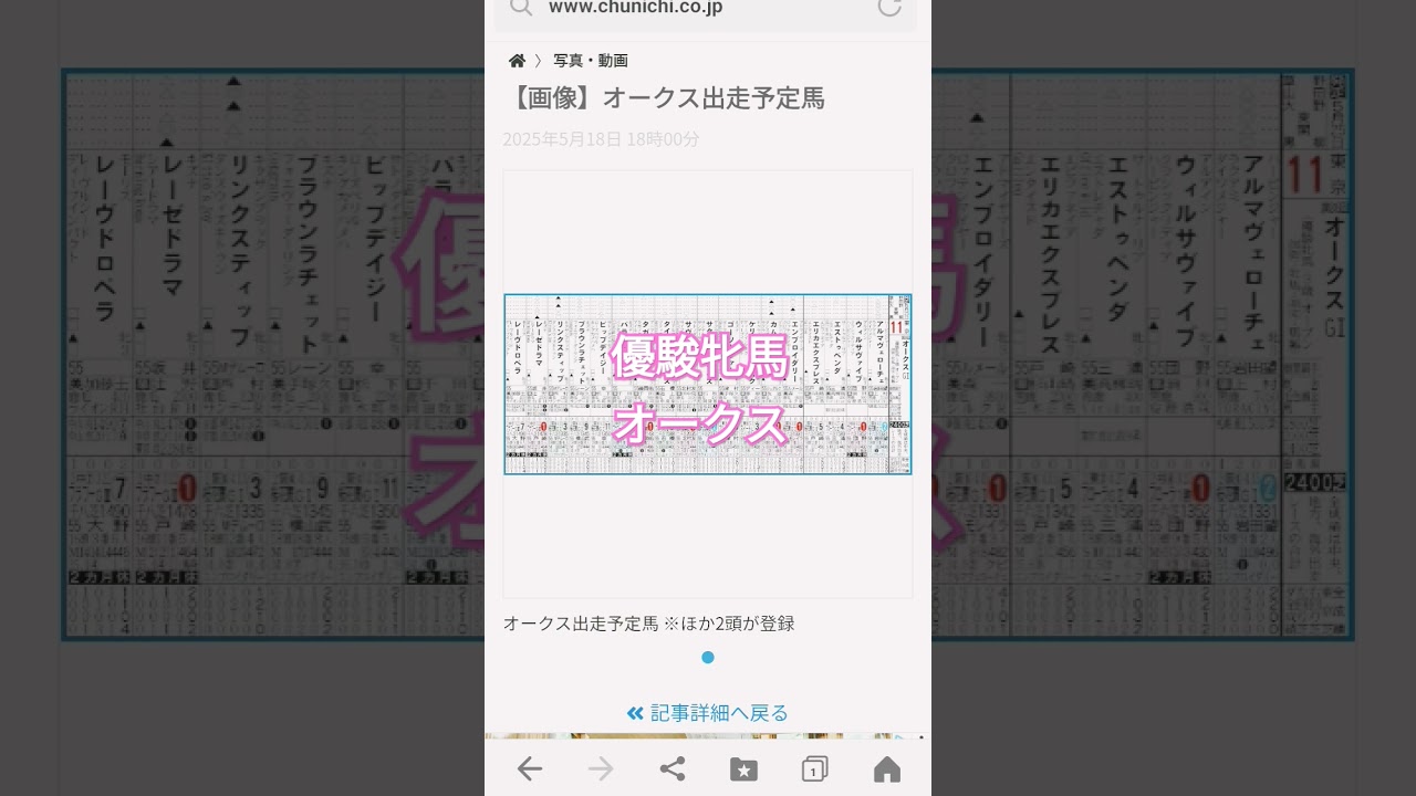 2025優駿牝馬(オークス)出走予定馬
