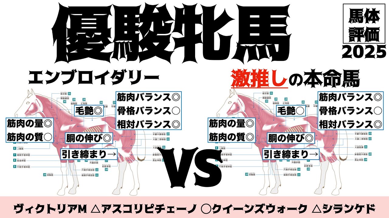 【優駿牝馬（オークス）2025】エンブロイダリーやっぱり良いね！けど同じ桜花賞組にもっと成長馬体いるね。【馬体評価】