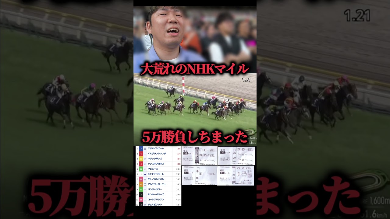 【競馬大勝負】大荒れのNHKマイルカップに5万勝負してしまった男#競馬#競馬大勝負#NHKマイルカップ