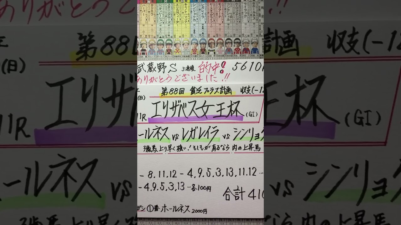 【競馬予想】京都11R エリザベス女王杯🏇武蔵野S的中🎯ありがとう😭❣️