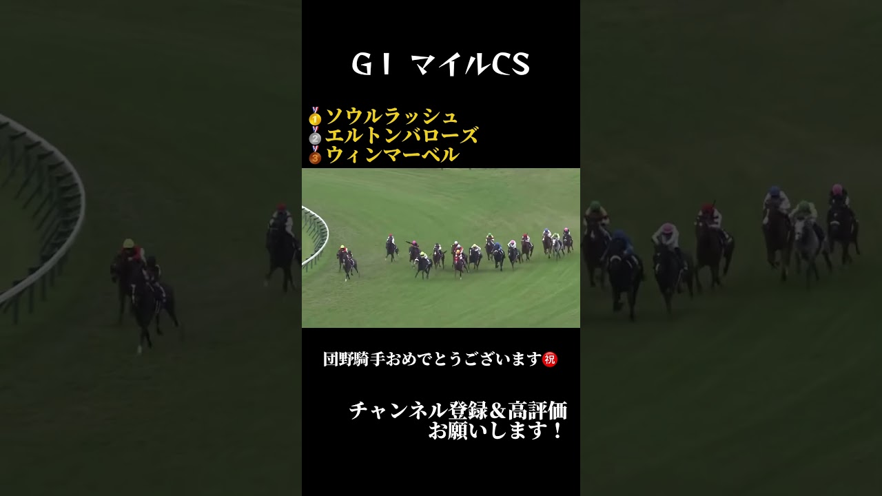 【競馬】GⅠ マイルCS 最後の直線！ソウルラッシュGⅠ初勝利おめでとうございます！団野騎手おめでとうございます！#競馬 #マイルチャンピオンシップ #団野騎手#g1 #ソウルラッシュ#shorts