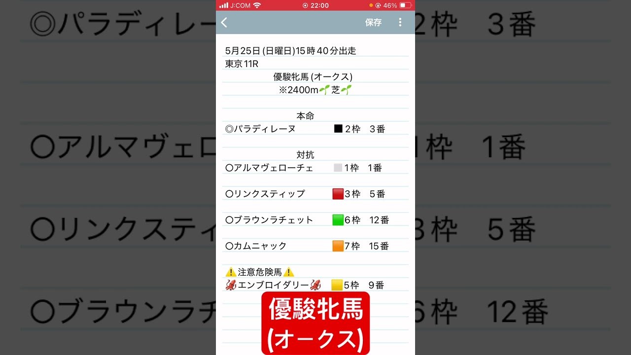 優駿牝馬(オークス)予想　#競馬予想