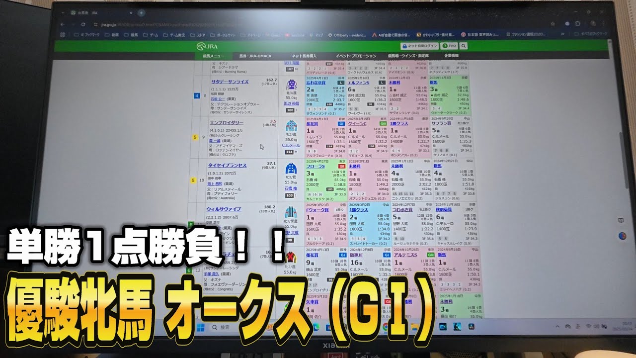 単勝1点勝負！！優駿牝馬オークス（GⅠ）【競馬予想】