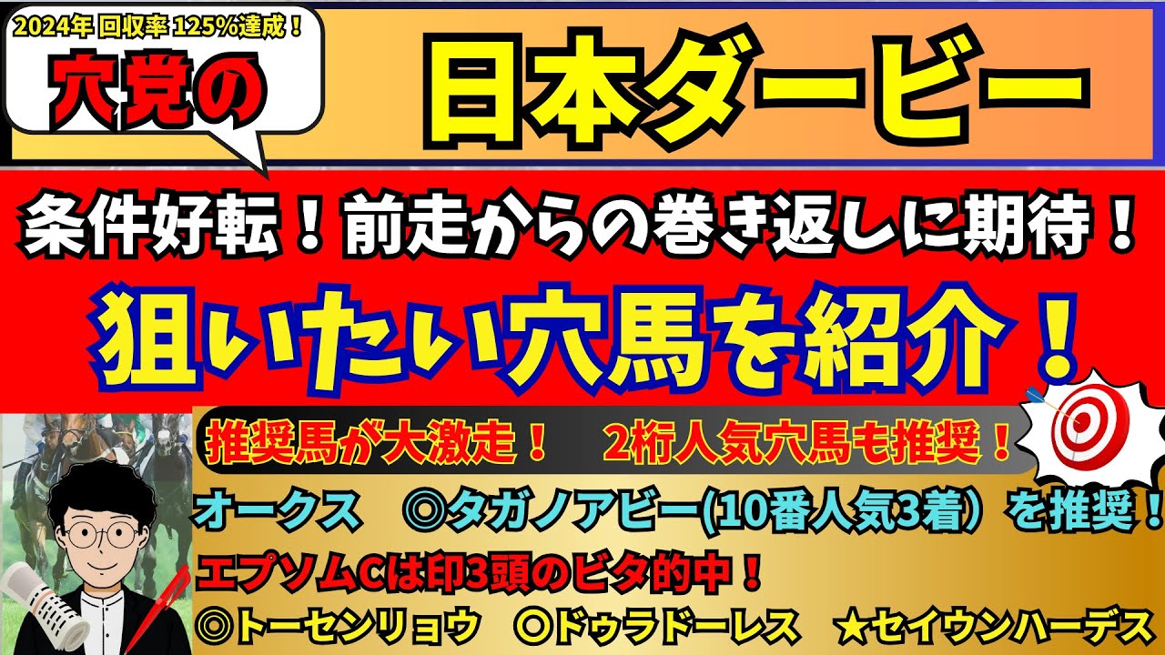【穴党の日本ダービー2025】【先週◎タガノアビー3着！】穴党が日本ダービーで狙いたい馬を紹介！