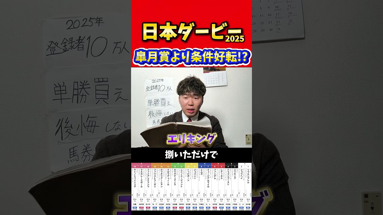 【日本ダービー 2025】皐月賞より条件好転する馬！#競馬#競馬予想#日本ダービー#エリキング