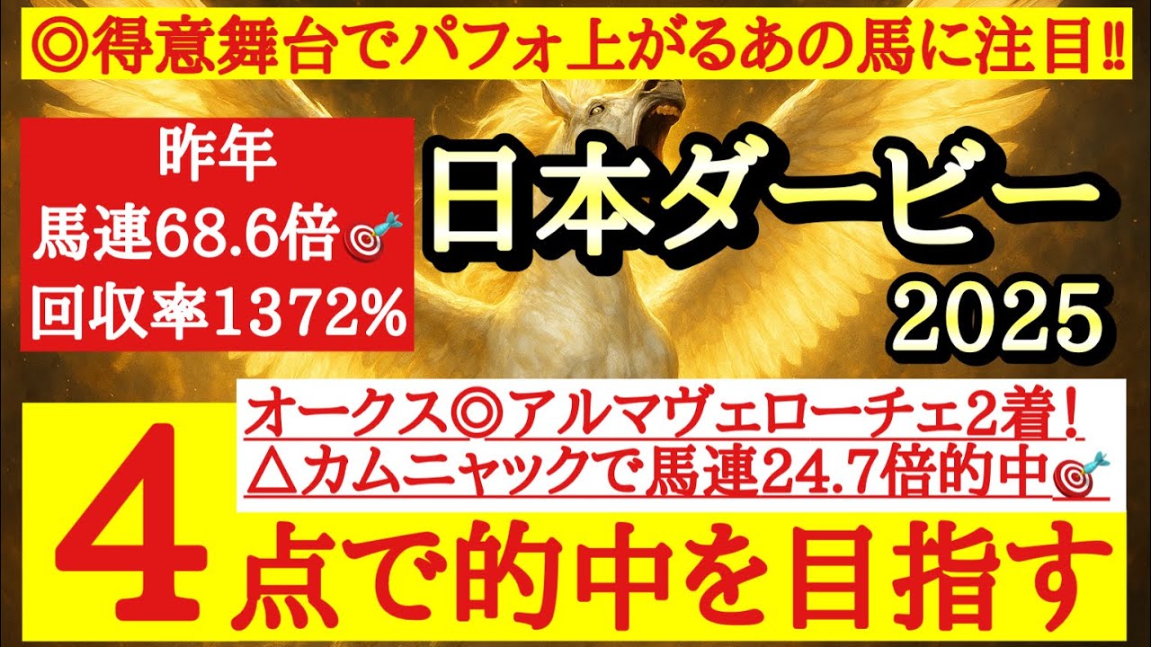 【日本ダービー(東京優駿)2025】◎得意舞台に戻り前走よりもパフォ上げそうなあの馬に注目！