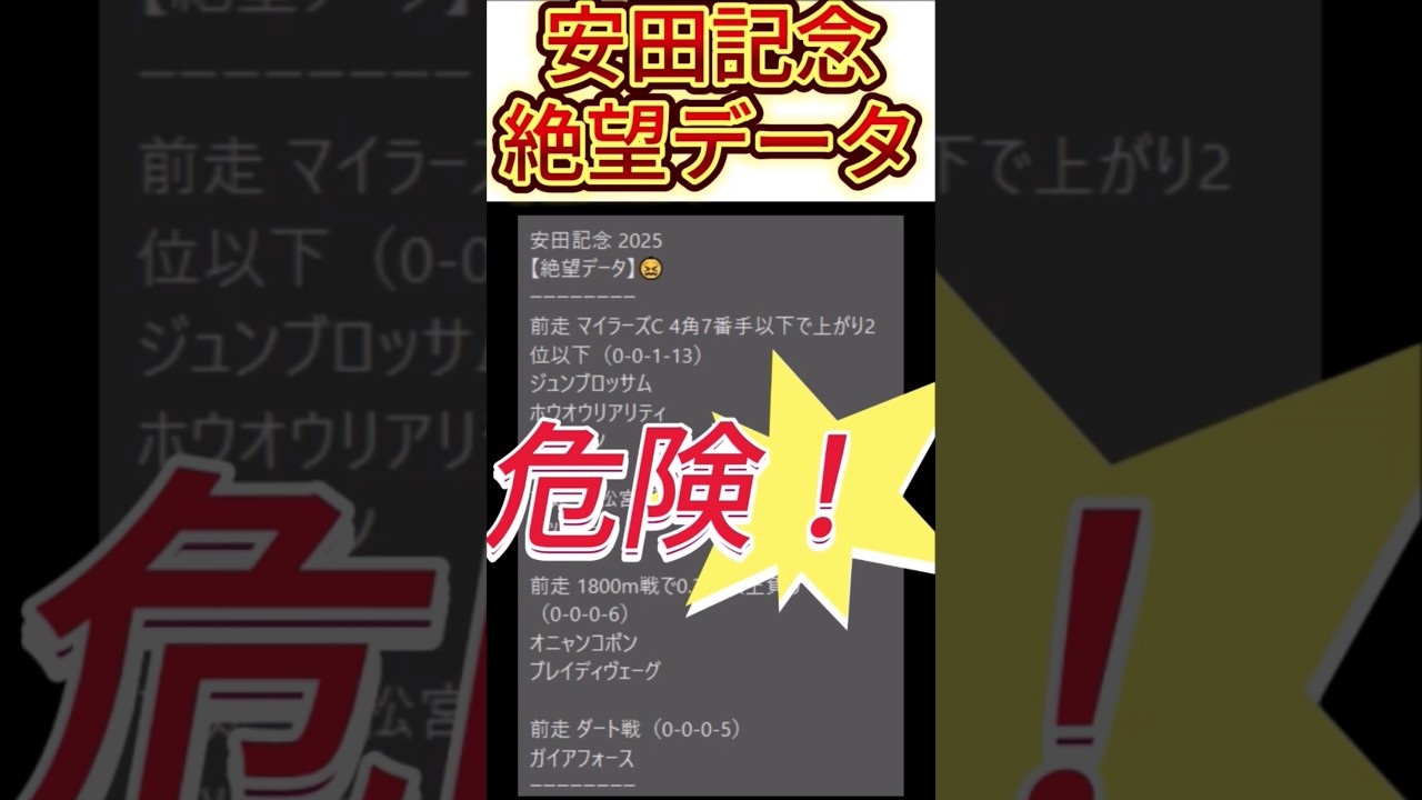 【安田記念】 2025　これは危険！【絶望データ】 002 #競馬予想 #shorts #安田記念