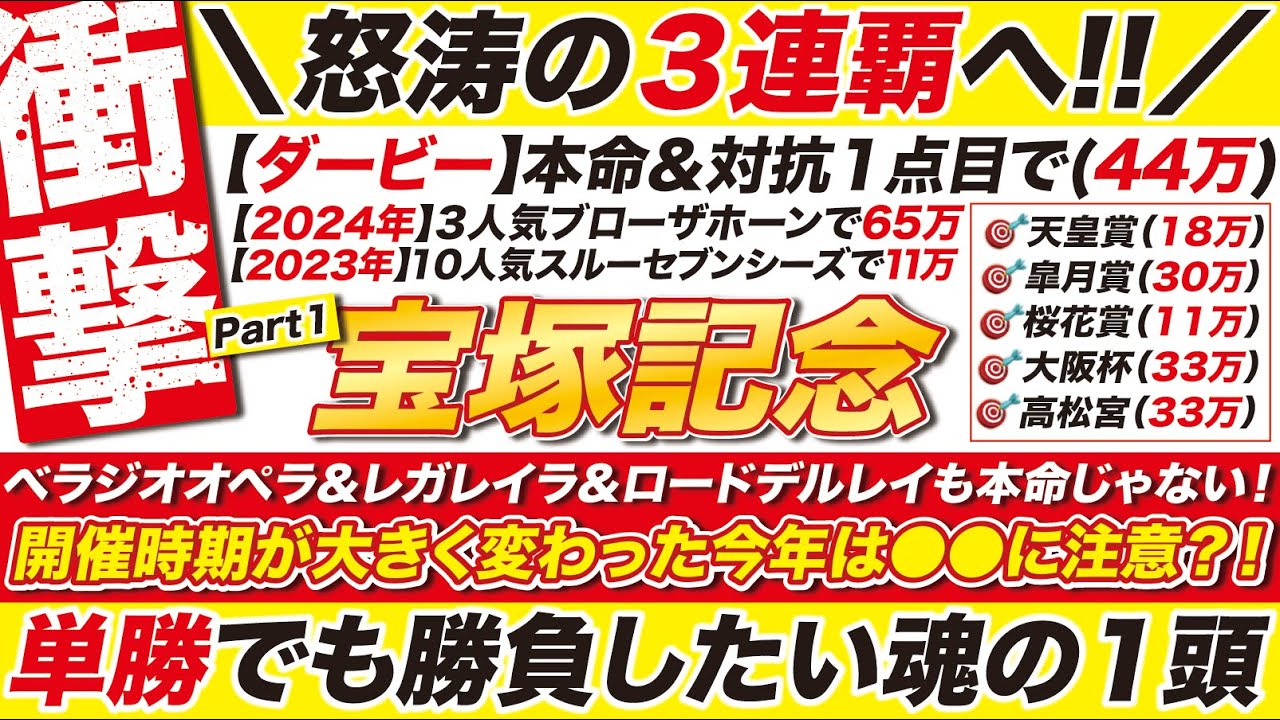 🎯いざ３連覇へ！→【宝塚記念2025予想】ベラジオオペラも、レガレイラも本命じゃない！開催時期が大きく変わった今年は●●に注意？！魂を込めた勝負の１頭