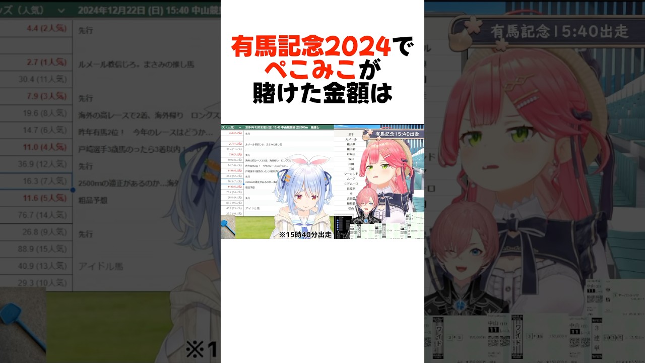 競馬で200万円ロストするぺこみこ#shorts 【兎田ぺこら/さくらみこ】【ホロライブ/切り抜き】