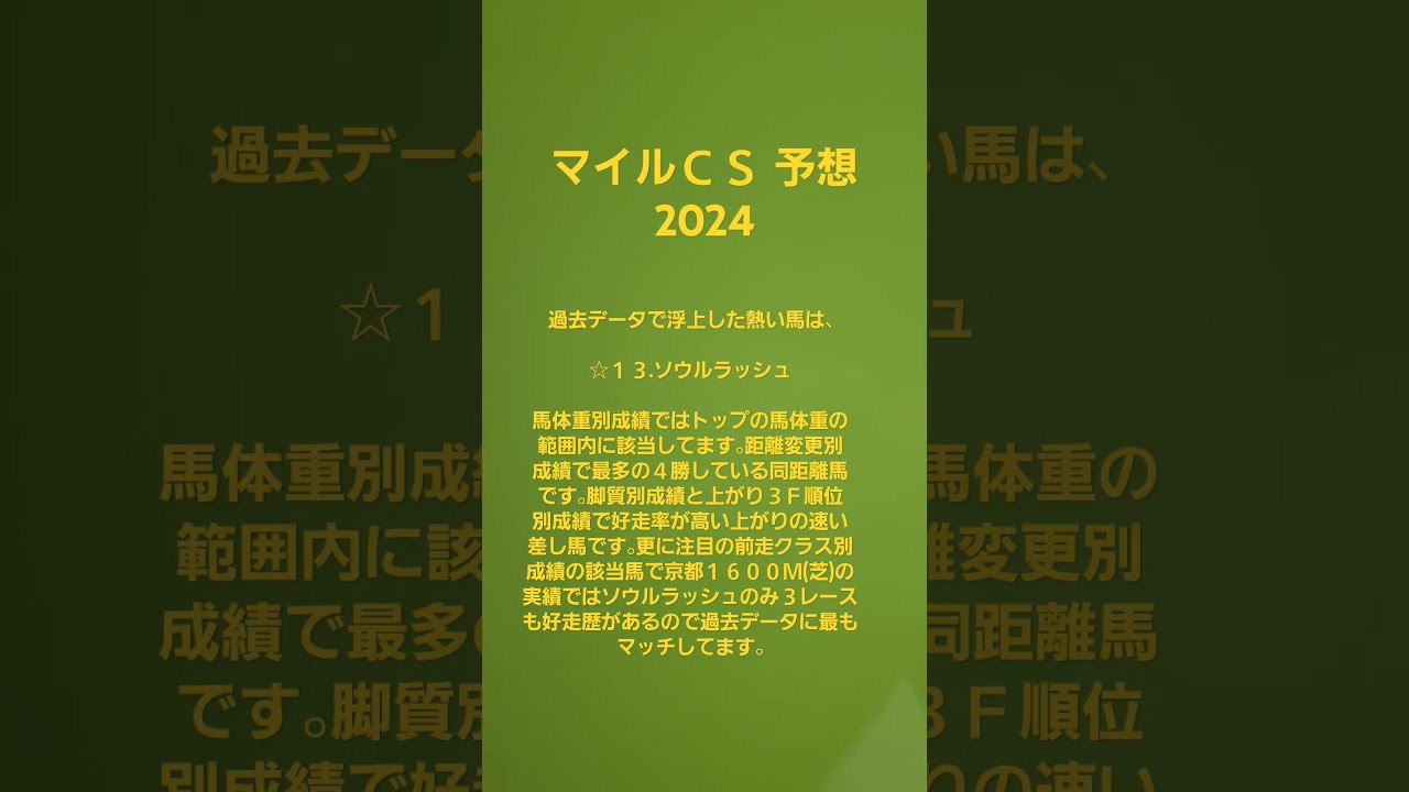 マイルチャンピオンシップ予想🐴2024