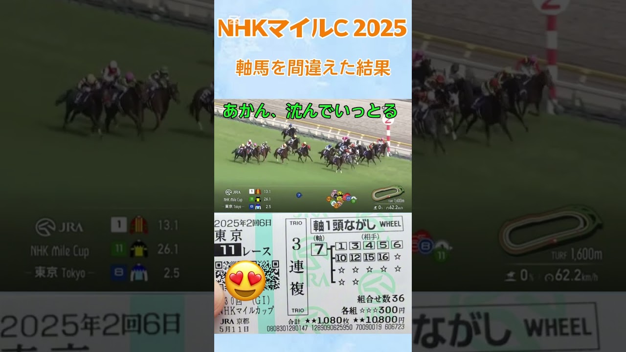NHKマイルカップで軸馬を間違えて買った結果がえらいことになった #競馬 #nhkマイルカップ #アドマイヤーズーム