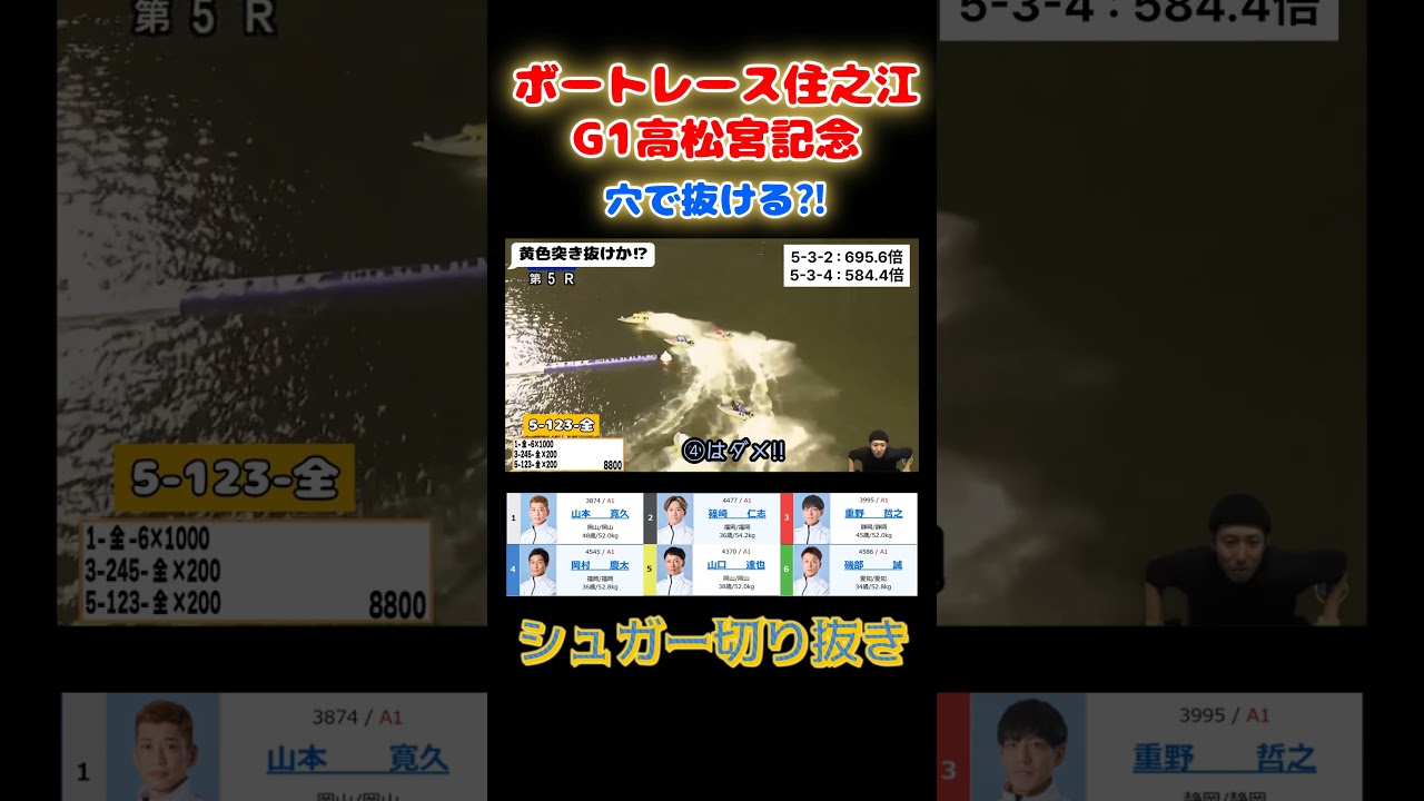 穴抜けシュガー⁉　住之江G1高松宮記念[ボートレース:シュガー切り抜き]#BOATRACE #ボートレース #競艇 #シュガーの宝舟 ＃シュガー #切り抜き #抜け目 #shorts
