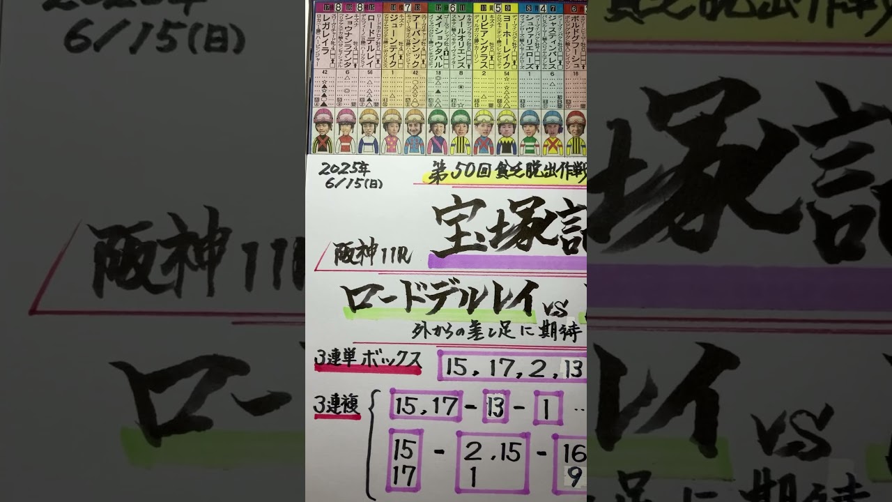 【競馬予想】阪神11R 宝塚記念G1🏇雨で外からの差し馬期待😼❣️