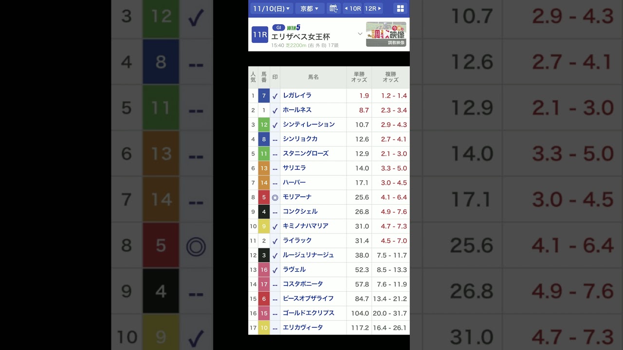 エリザベス女王杯 激熱馬  #shorts  #エリザベス女王杯2024