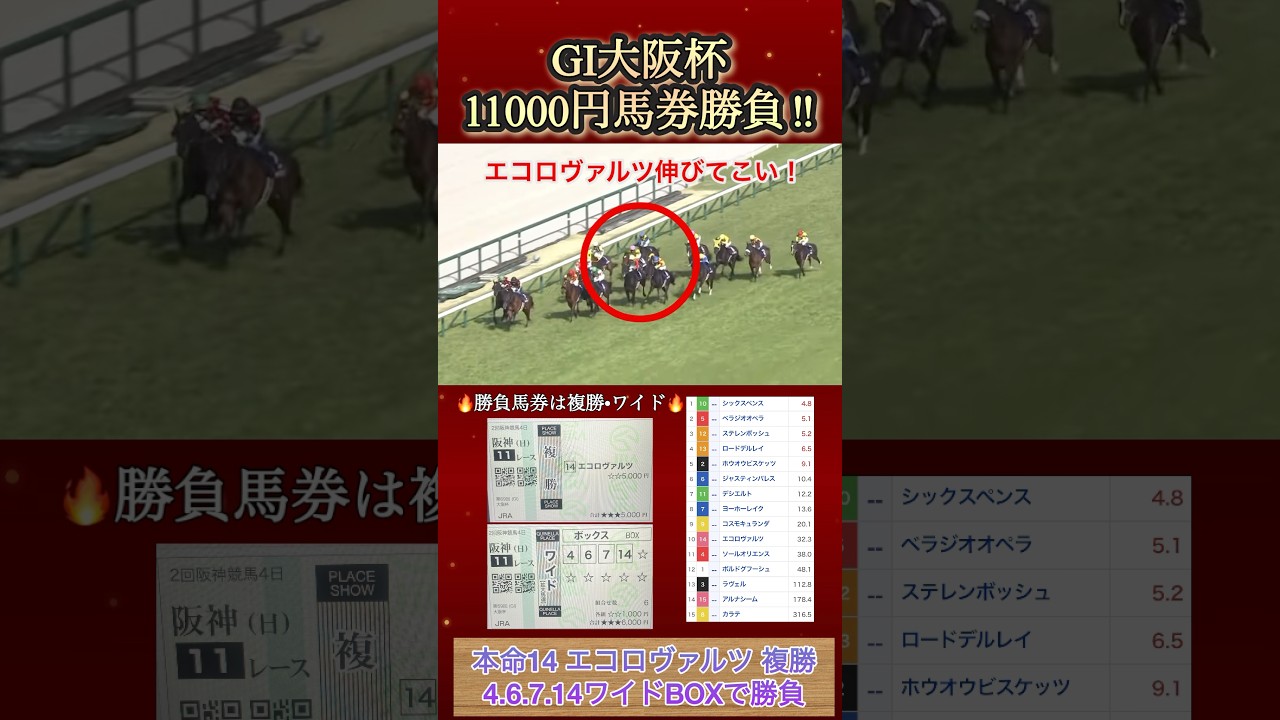 【馬券勝負】大阪杯に11000円勝負してみた！  #競馬  #馬券勝負  #大阪杯  #shorts
