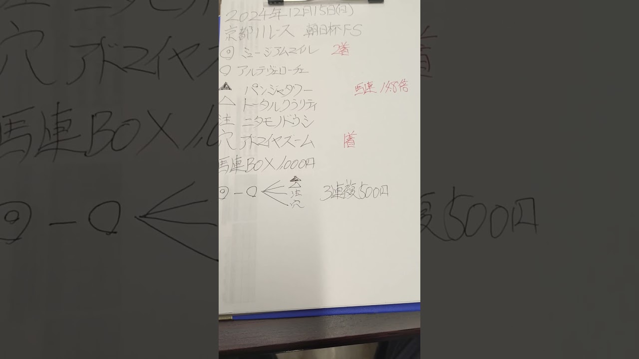 朝日杯フューチュリティステークス　的中報告　#競馬　#朝日杯フューチュリティステークス