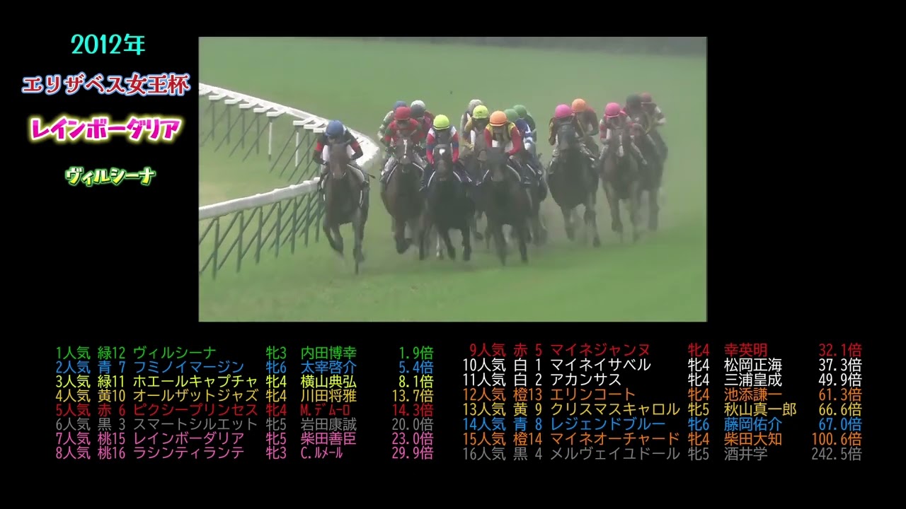 2012年 エリザベス女王杯　レインボーダリア　　　#ウマ娘#競馬#jra#武豊#馬#競走馬#ウマ娘プリティーダービー#ウマ娘シンデレラグレイ#ヴィルシーナ