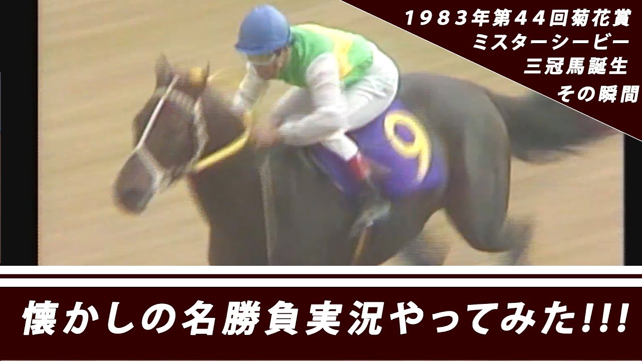 【懐かしの名勝負実況やってみた！！】ミスターシービー　1983年菊花賞　史上3頭目シンザン以来19年ぶりの三冠制覇その瞬間