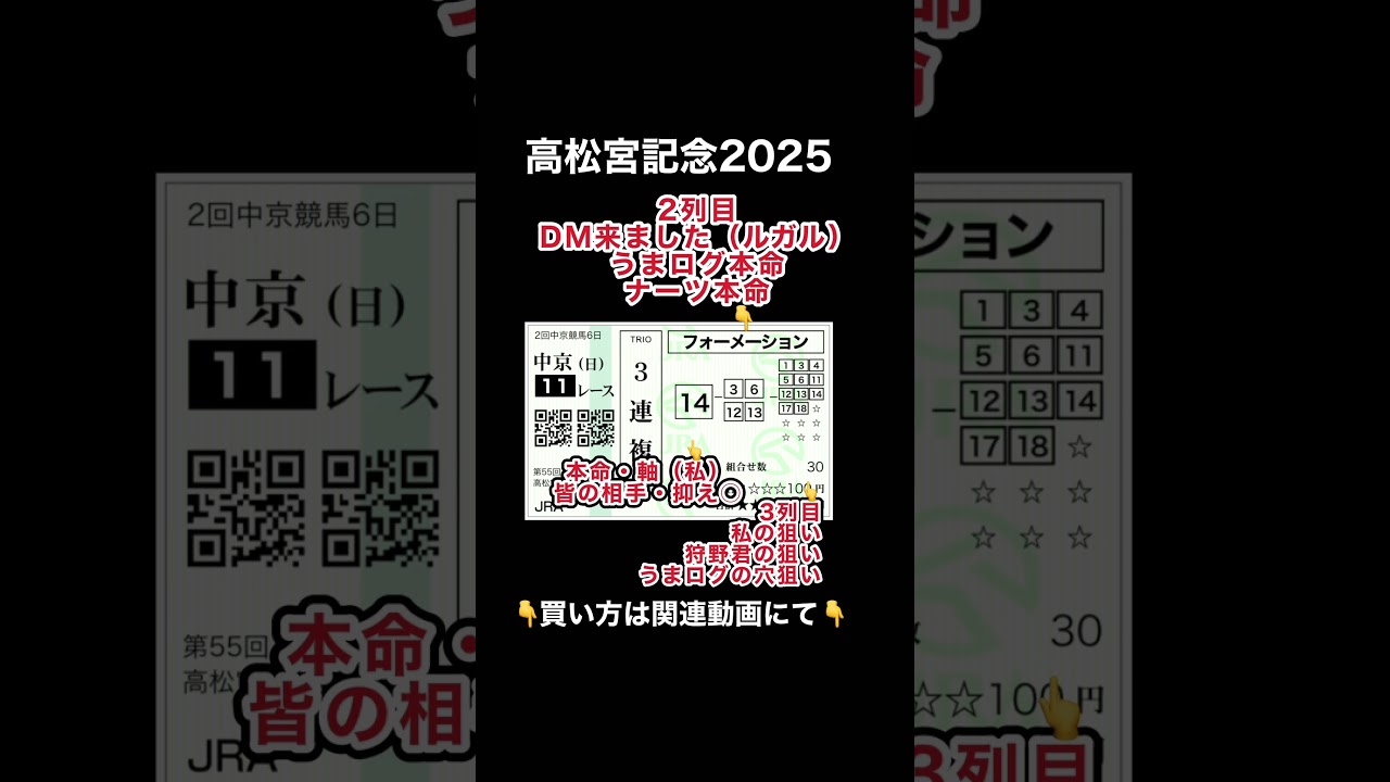 【高松宮記念2025】教えて予想の買い目！買い方動画は関連動画・チャンネルから！⏯