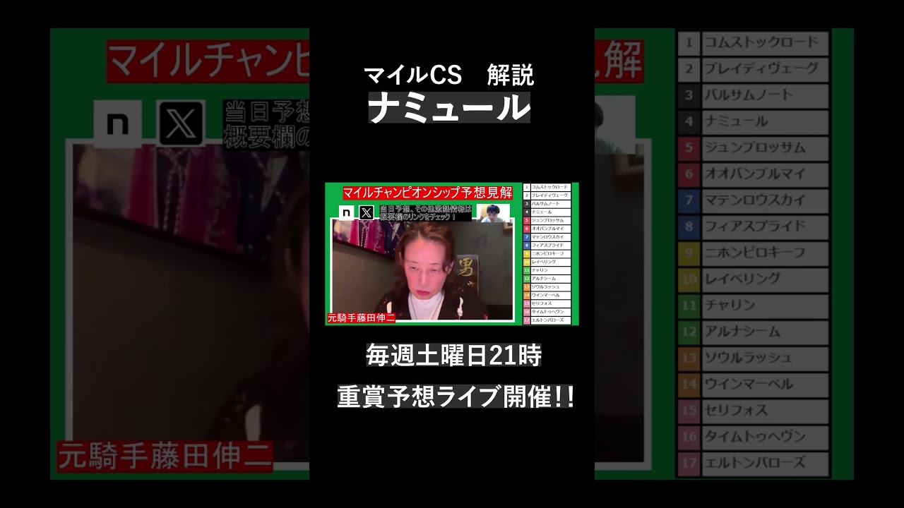 マイルCS　ナミュール　見解！！！　 #jra #競馬　#マイルチャンピオンシップ　#マイルCS　#チャリン #ナミュール
