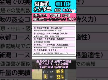 2024朝日杯フューチュリティステークス【縦画面３分予想】 #競馬 #競馬情報 #競馬予想 #京都競馬場 #おうま部予想会