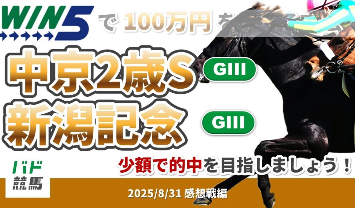 【WIN5で100万円感想戦編】2025年8月31日（日）中京2歳S・新潟記念【競馬】