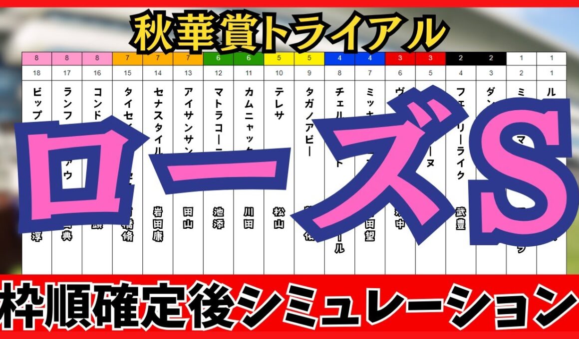 【ローズステークス2025】枠順確定後シミュレーション 秋華賞トライアルの主役は誰だ!? カムニャックは6枠11番、パラディレーヌは3枠5番に確定