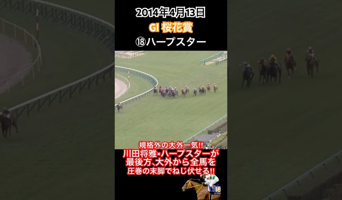 規格外の大外一気‼︎川田将雅×ハープスターが最後方、大外から全馬を圧巻の末脚でねじ伏せる‼︎#競馬 #ハープスター #川田将雅 #桜花賞2014 #shorts