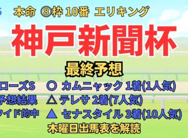 ◎  エリキング「神戸新聞杯 2025 最終予想」 #神戸新聞杯