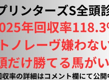 【スプリンターズステークス2025】全頭診断 今年回収率118.3%サトノレーヴ嫌わないが、1頭だけ勝てる馬がいる