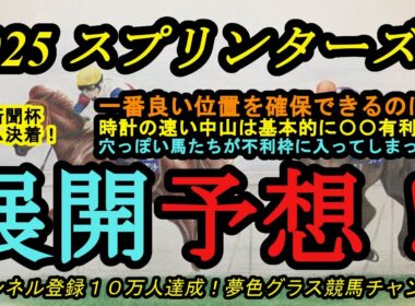 【展開予想】2025スプリンターズステークス！今の中山の高速馬場で有利な位置を取れそうなのは！？高速馬場は○○有利？