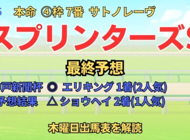 ◎ サトノレーヴ 「スプリンターズステークス 2025 最終予想」 #スプリンターズs