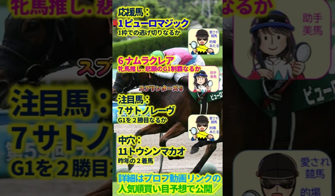 スプリンターズステークス（G1）2025☆ピューロマジック・ナムラクレア【投資競馬塾】☆あたると美馬の人気順買い目予想☆過去10年分析＆サイン #shorts