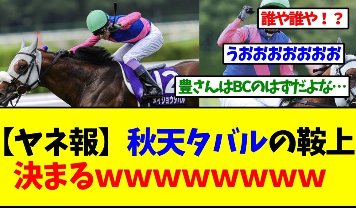天皇賞秋、メイショウタバルの鞍上がまさかのあの人に確定するｗｗｗ【反応集】