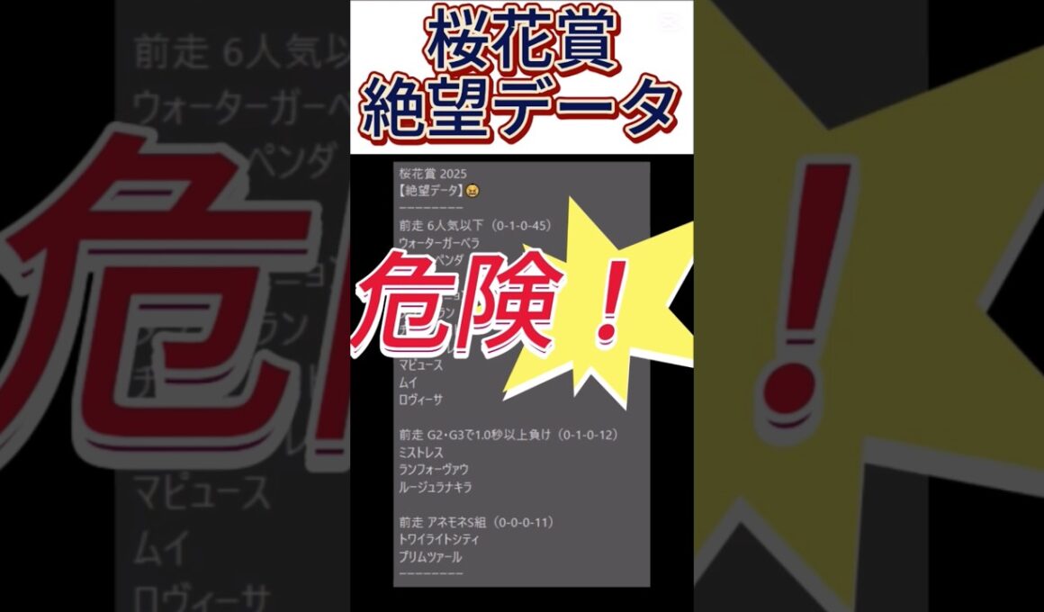 【桜花賞】 2025　これは危険！【絶望データ】 001 #競馬予想 #shorts #桜花賞