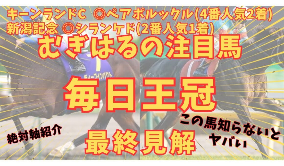 【毎日王冠2025】前走は評価できる、この馬しかいない‼️●●が巻き返し‼️🏇