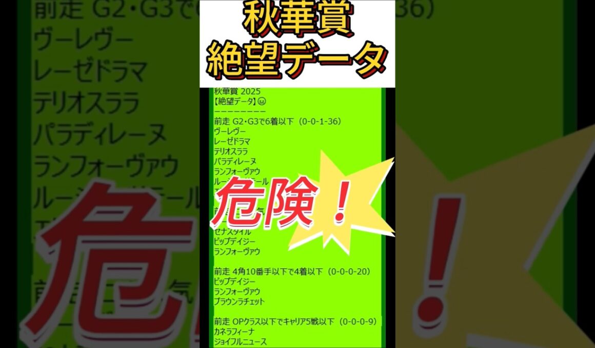【 秋華賞 】2025  これは危険！【絶望データ】 001 #競馬予想 #shorts #秋華賞