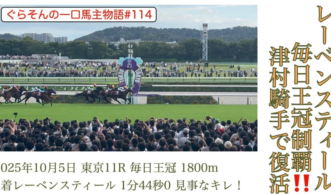 【競馬現地映像】レーベンスティール毎日王冠で見事な復活劇‼️天皇賞・秋へむけて視界良好！父、祖父、曽祖父の秋の盾の忘れ物を獲りに行く！10/9木曜日20:00からYouTubeライブで祝勝会やります！