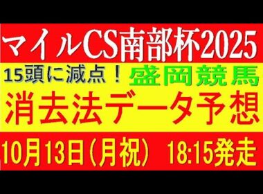 マイルチャンピオンシップ南部杯（盛岡競馬2025）⚠️15頭に減点！消去法データ予想